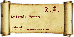 Krizsák Petra névjegykártya